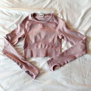 Gymshark Light Purple Marl Flex Sports Long Sleeve Crop Top Size XS